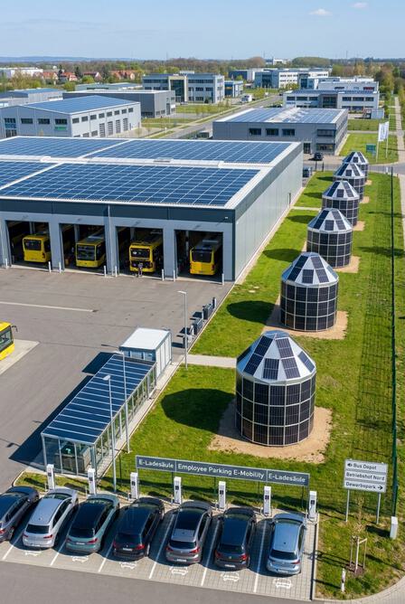 Solar-Iglu am Mobilitätsstandort Busdepot mit E-Laden